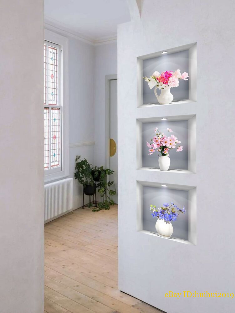 1pc Flower Design Pattern Wall Sticker Removable DIY Wall Art Decor Decals