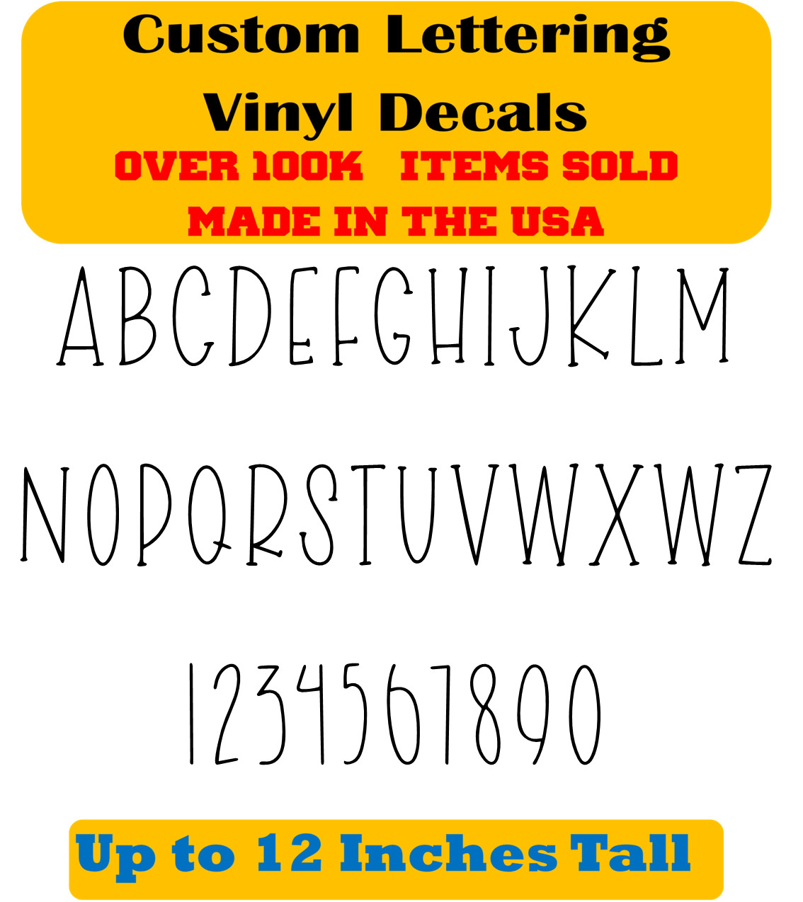 Custom Personalized Decal Vinyl Lettering Text Business Sign Handwritten Font vR