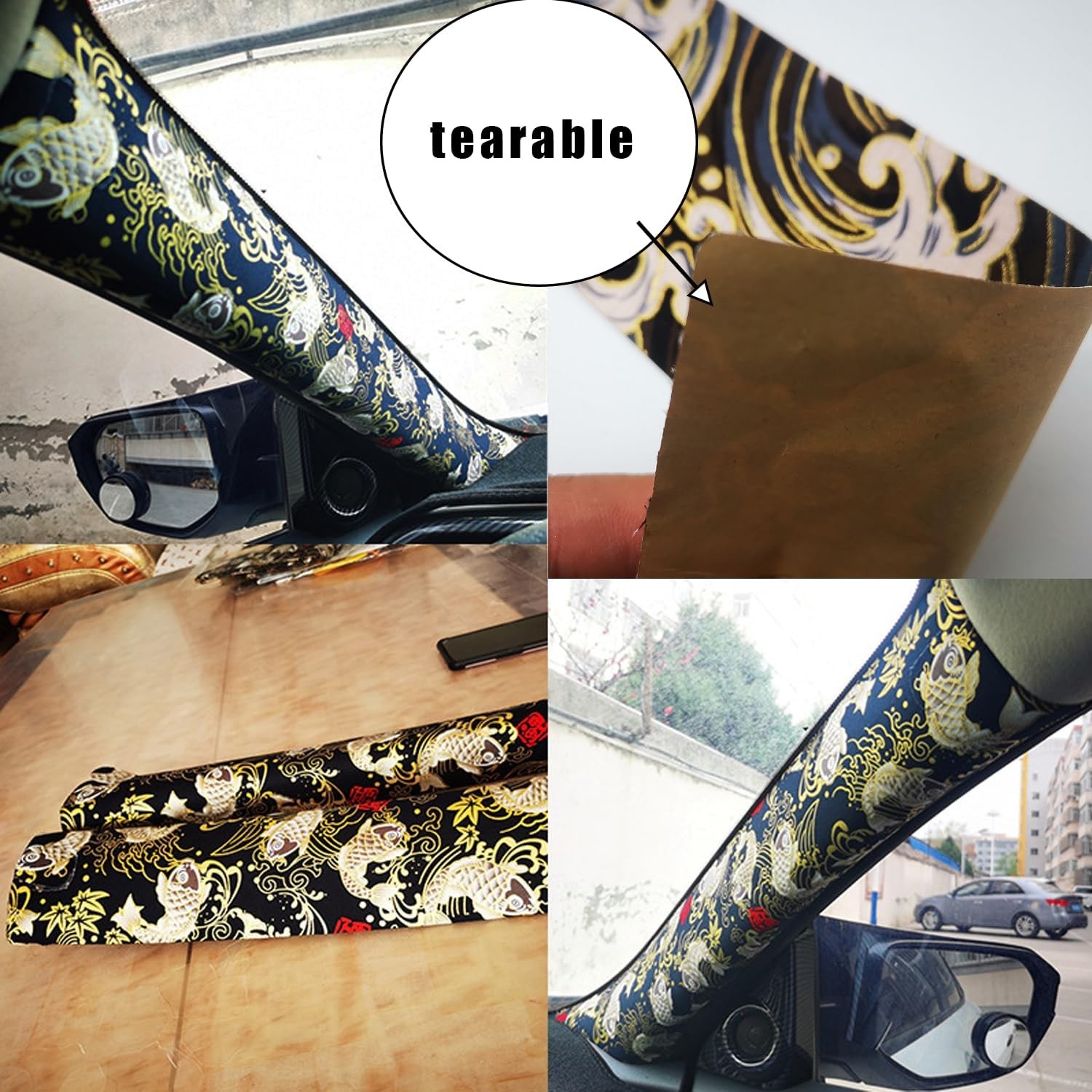 Interior Car Self-Adhesive Fabric Sticker, Bronzing Automotive Tape, Home Wind C