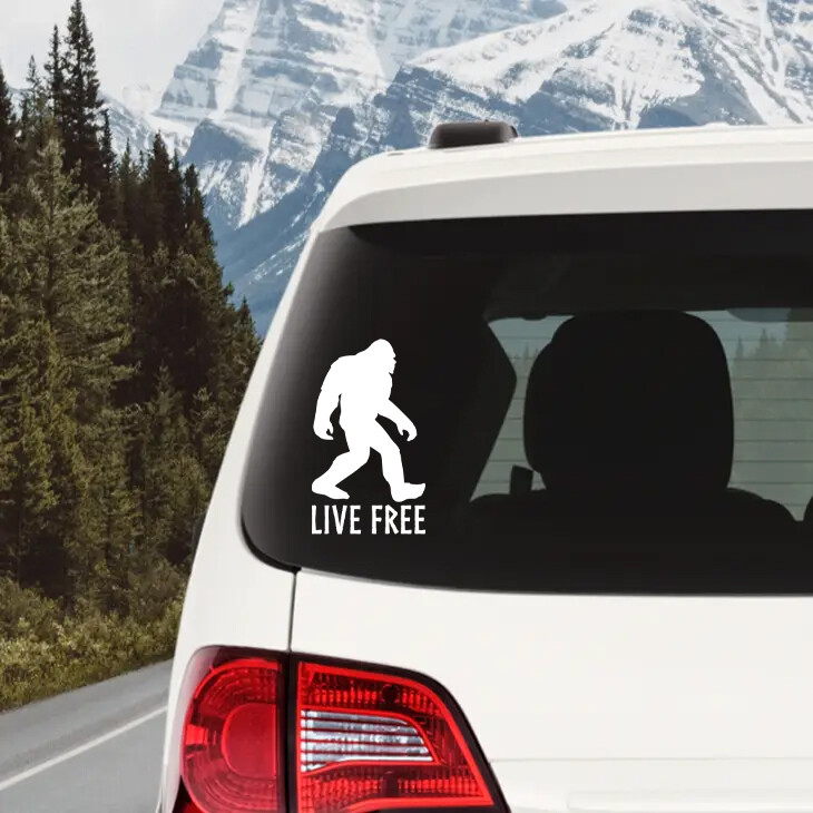 Bigfoot Live Free Vinyl Decal V2 – Cryptid PNW Sasquatch – Die Cut Sticker