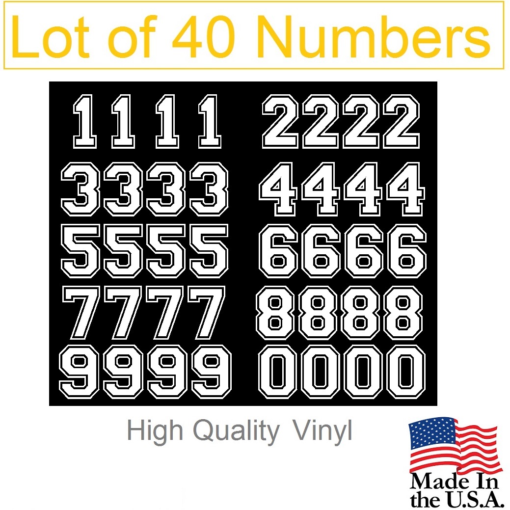Lot of 40 White or Black Vinyl Mailbox, Tool Box,Locker Numbers Decal [College]
