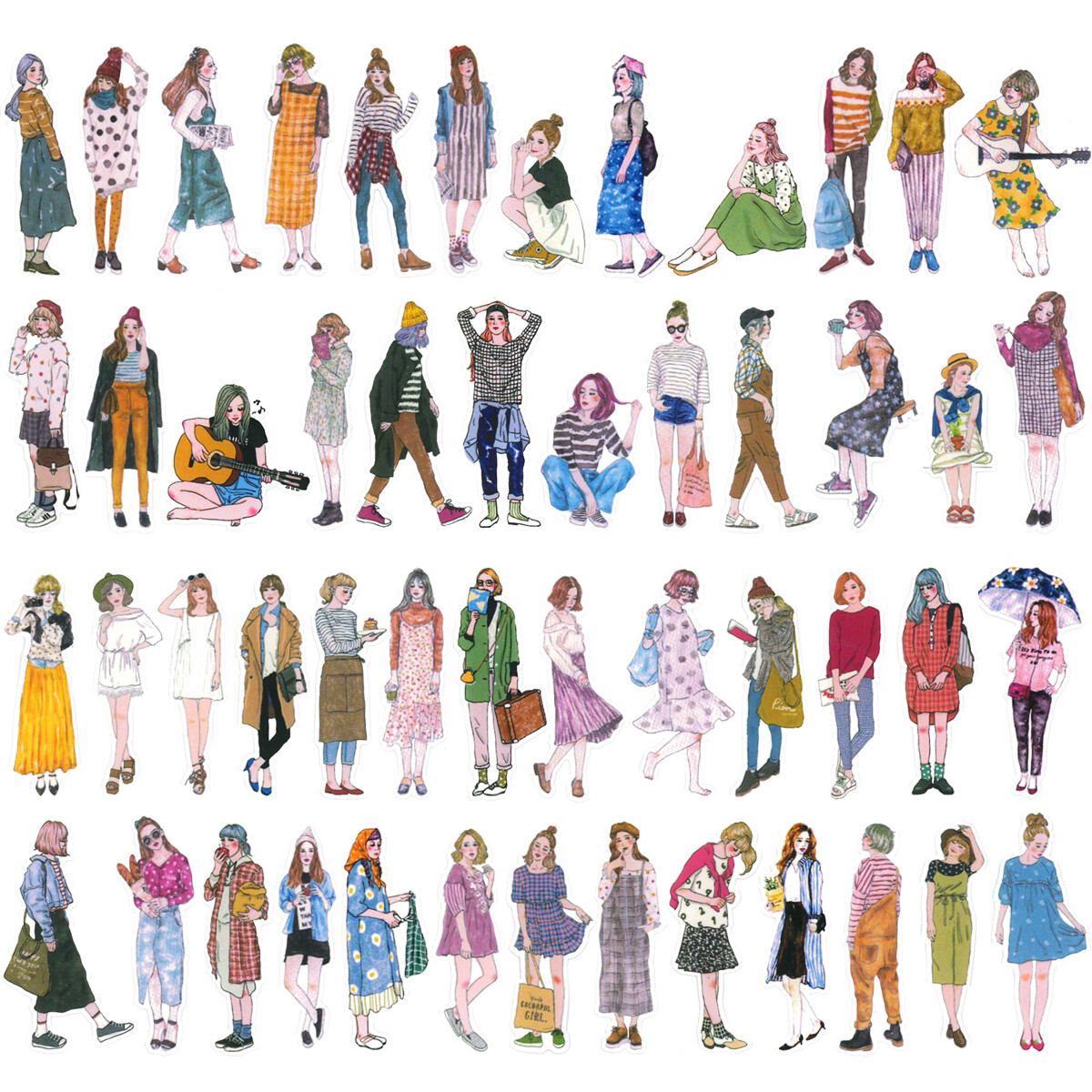 Wrapables Fashion Women People Vinyl Stickers for Scrapbooking, Journaling