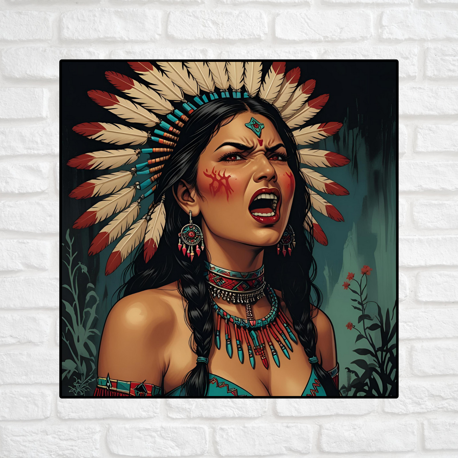 Pinup girl sticker vinyl decal native American sexy seductive cleavage Indian