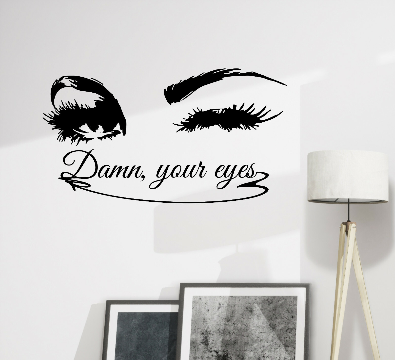 Wall Decal Female Eyes Eyelashes Beauty Vinyl Decor Black 17 in x 31 in gz346