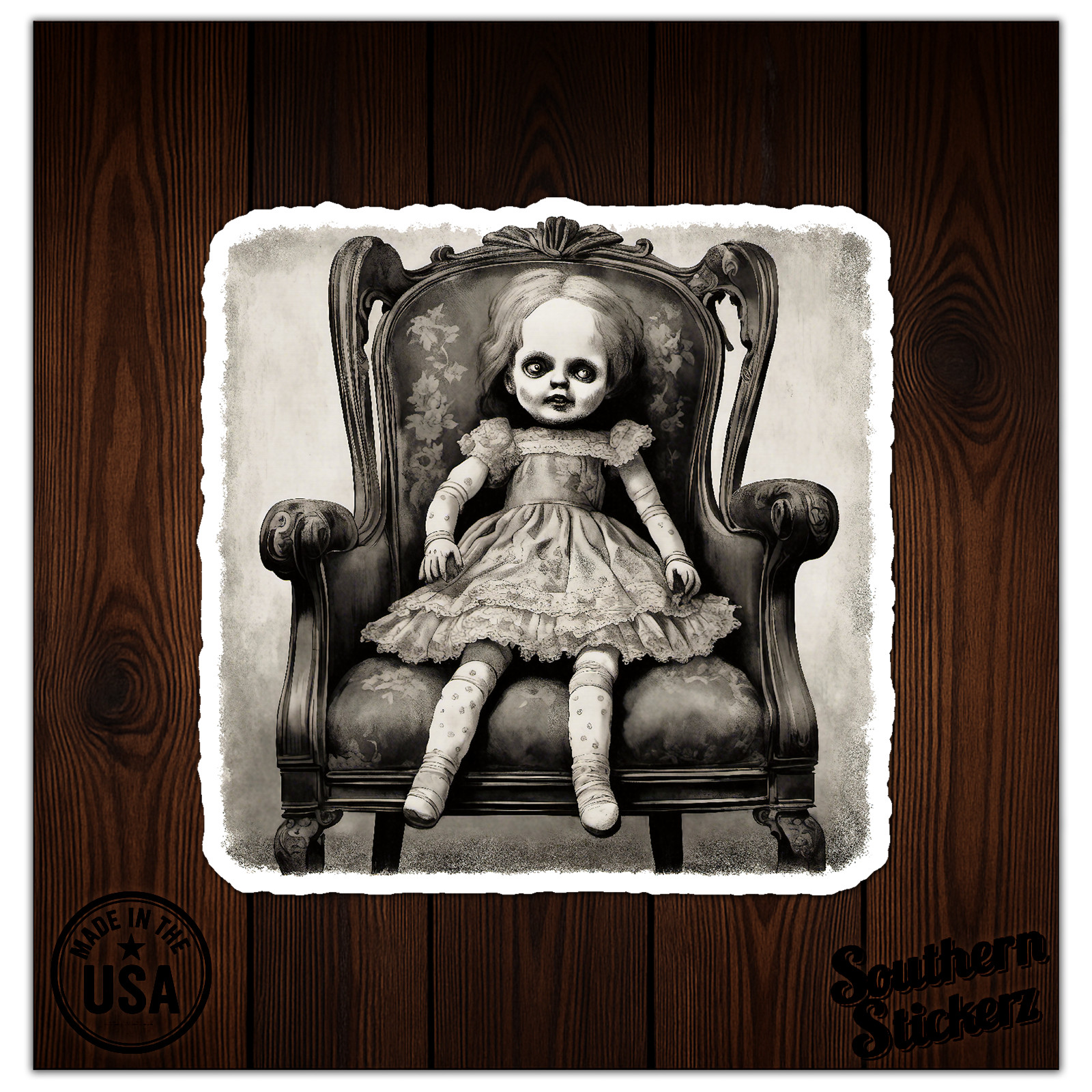 Creepy Doll – Vinyl Decal Sticker – Car Window Laptop – ebn11845