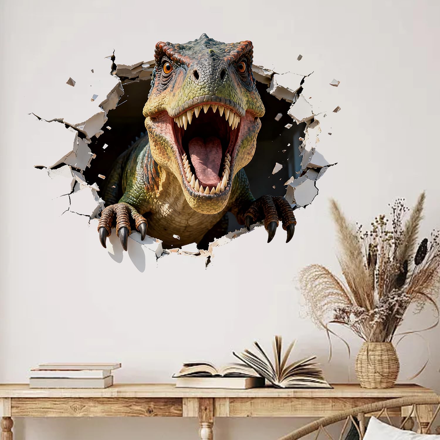 Dinosaur Wall Decals, 3D Large Dino Crack Wall Stickers – Peel and Stick Wall…