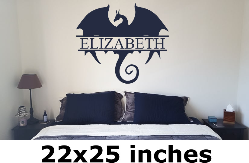 FLYING DRAGON game of thrones inspired 22X25" WALL VINYL DECAL personalized name