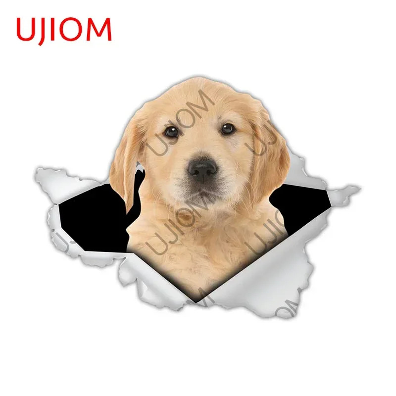 UJIOM 13cm Cute Crack Pet 3D Dog Wall Sticker Opaque Waterproof Self-adhesive