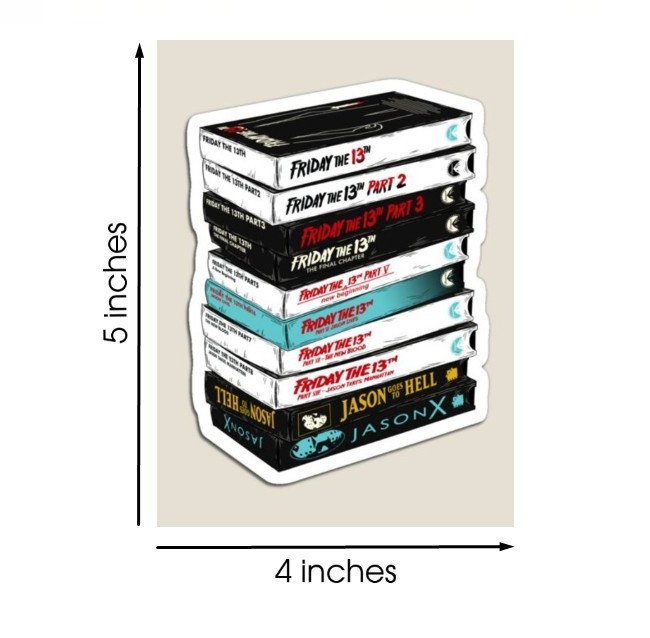 Friday the 13th Movie Stack Vinyl Sticker 5" Jason 80s Horror Removable Reusable