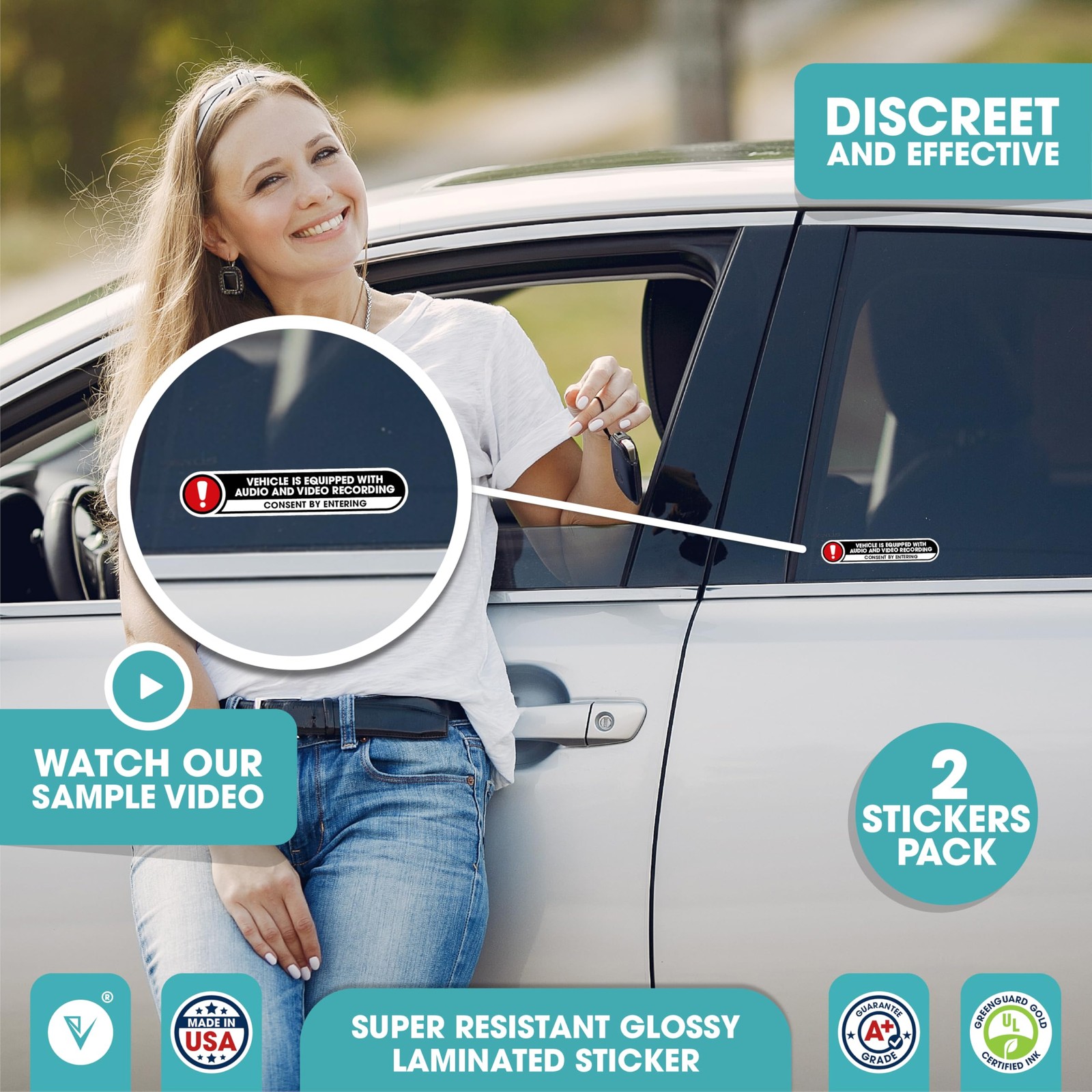 Vehicle is Equipped with Audio and Video Recording Stickers | Recording Devic…