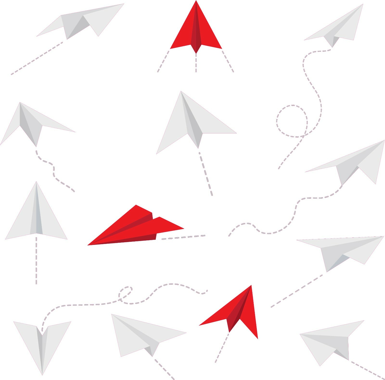 Red & White Paper Airplanes Décor Kids Bedroom Removable Vinyl Wall Decal Sheet