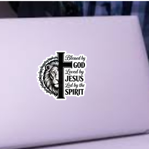 An Inspirational Religious Blessed By God High Quality Vinyl Sticker 3.3" x 3.7"
