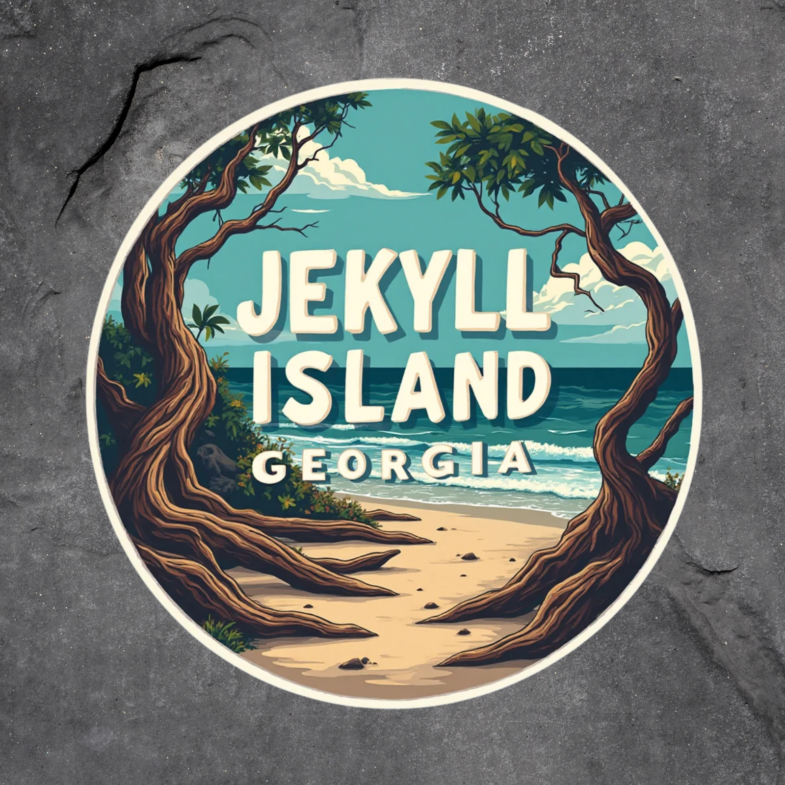 Jekyll Island Georgia Sticker Vinyl Decal Beach Coastal Trees Travel