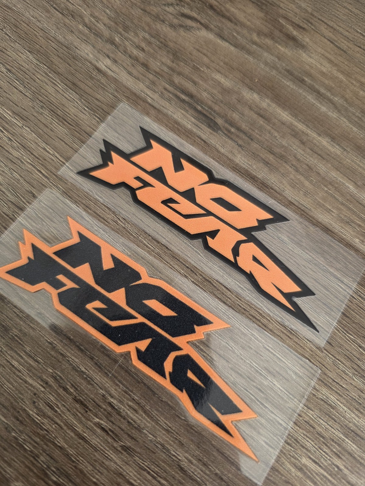 2X NO FEAR Orange & Black DECAL STICKER Waterproof Raised UVDTF 4in
