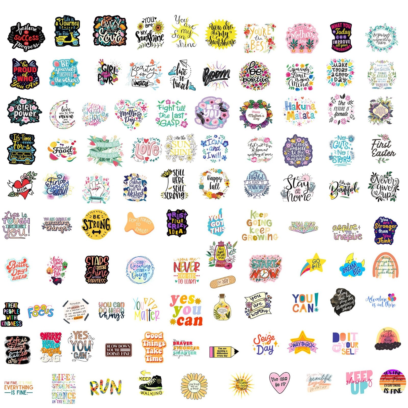 Inspirational Stickers for Adults Teens Kids, 100PCS Waterproof Motivational Wor
