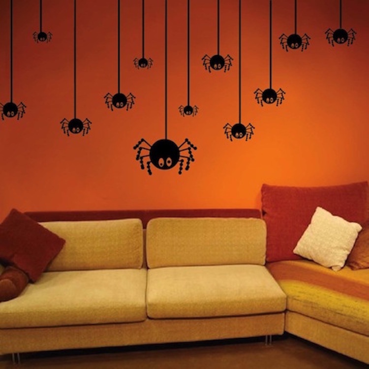 Halloween Spiders Wall Decals Seasonal Wallpaper Vinyls Scary Holiday Art, h01