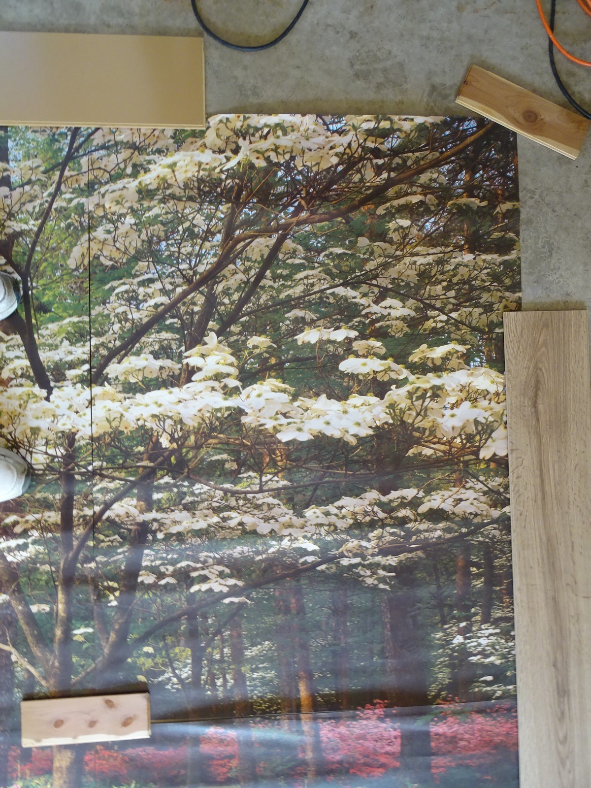 Full Wall Photo Mural Azaleas & Dogwoods Trees Railroad Track 8’ 8” x 12’ 6” NOS