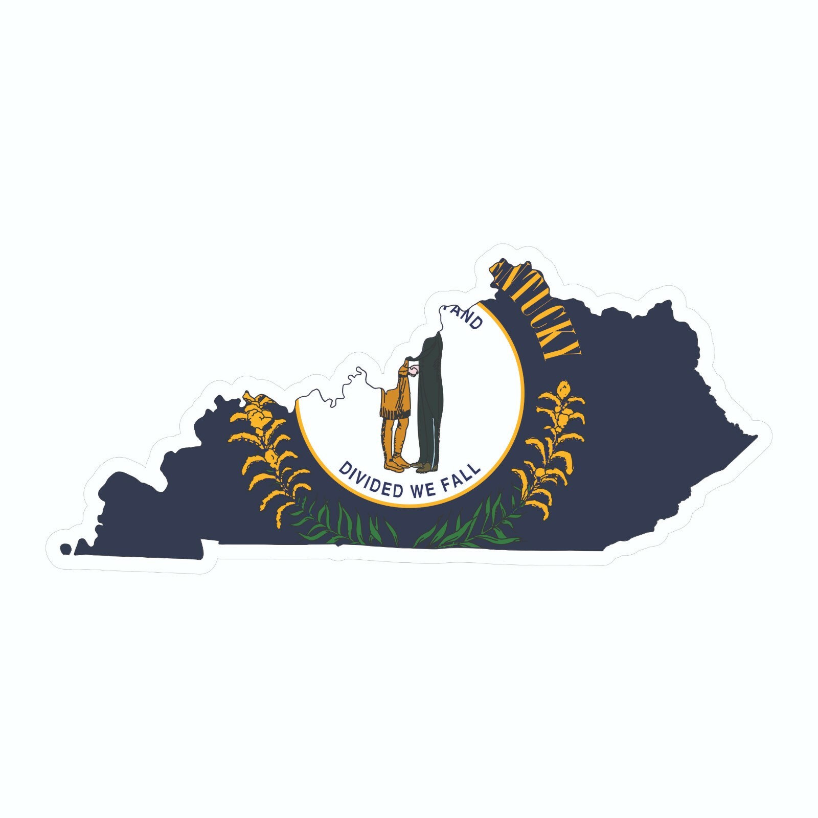 Kentucky State Map Outline with Flag Sticker, Decal, Vacation Sticker