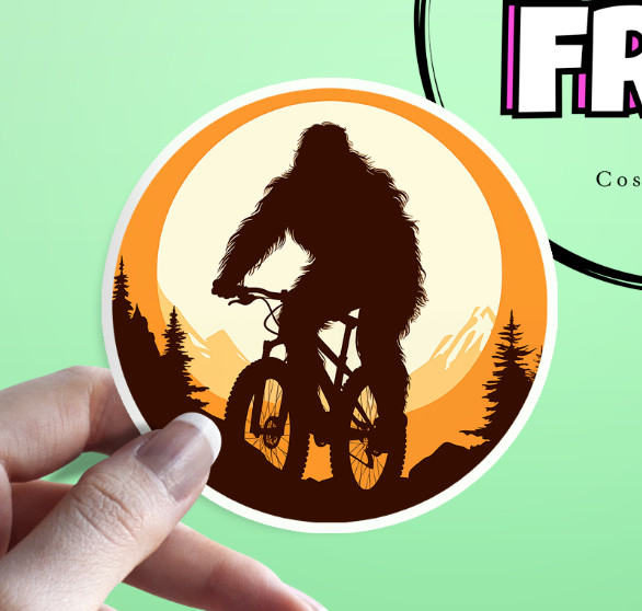 Bigfoot Sticker: Mountain Bike Sasquatch, Funny BMX Bicycle Waterproof Sticker