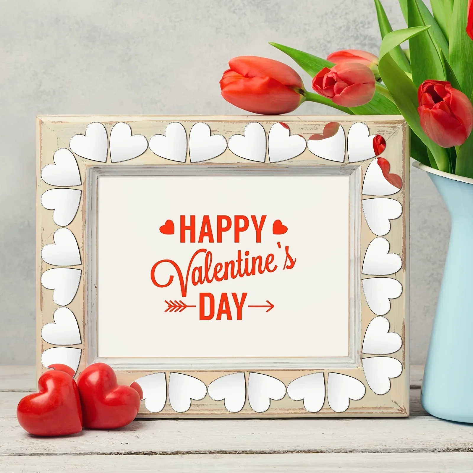 Self-adhesive Mirror Mosaic 100pcs of Acrylic Circular Heart-shaped Diamond Home