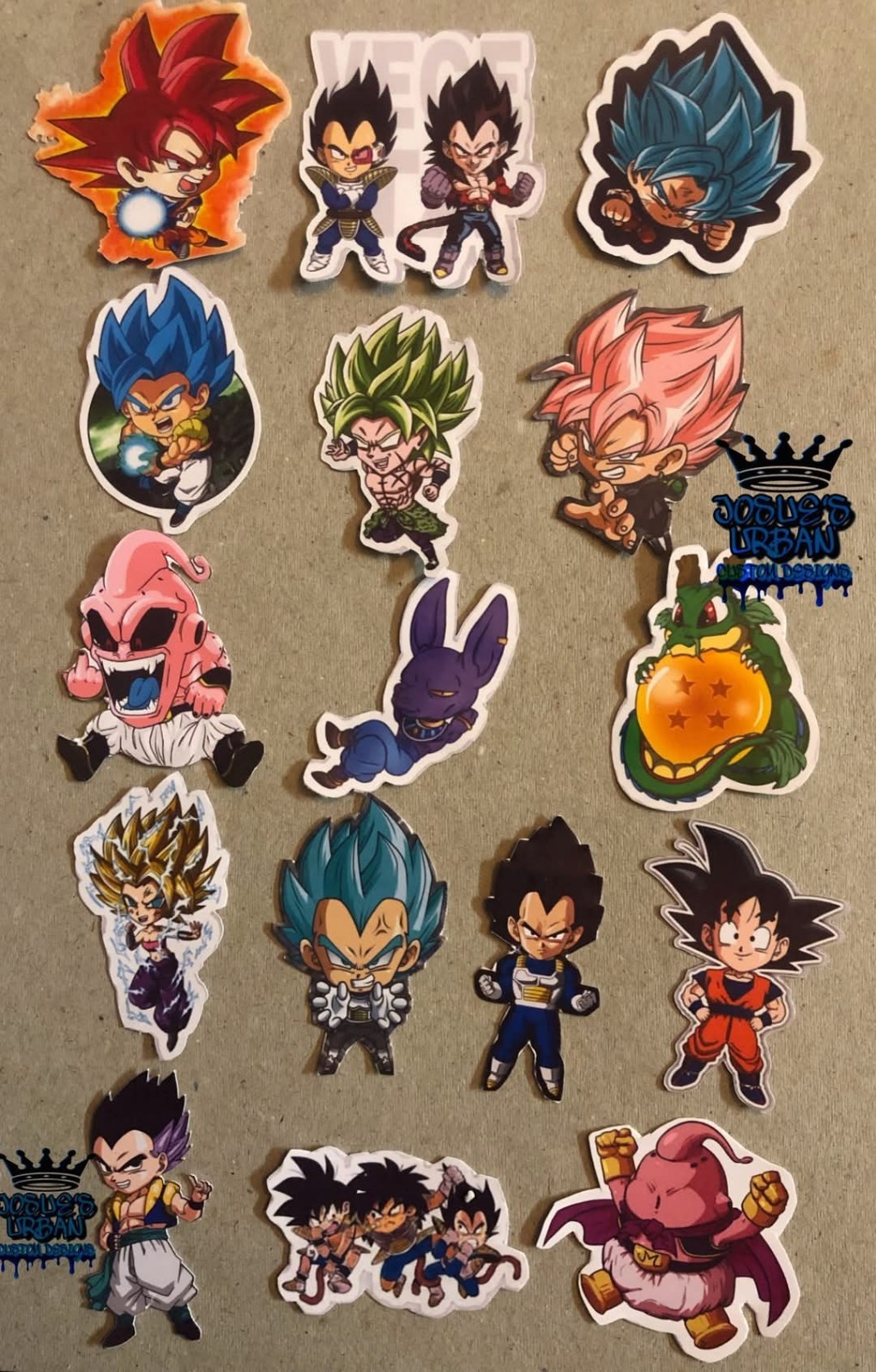 16pcs Stickers: Dragon Ball Z Glossy Vinyl Stickers Goku Gohan Vegeta