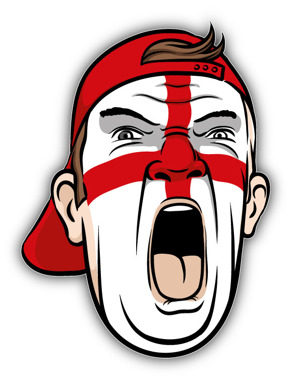 England United Kingdom Football Fan National Flag Face Car Bumper Sticker Decal