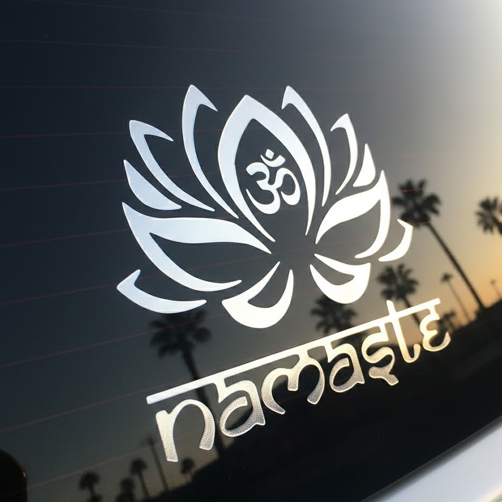 Namaste Lotus Flower Sticker Decal Car Window Vinyl Yoga Zen Meditate 4×3"