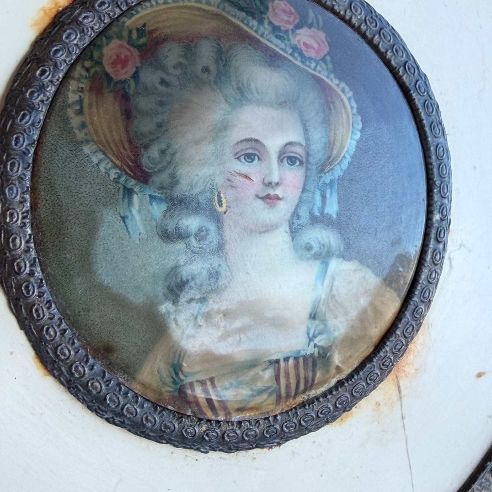 Antique Victorian Art Decor Old World Small Lady Portrait Cottagecore French
