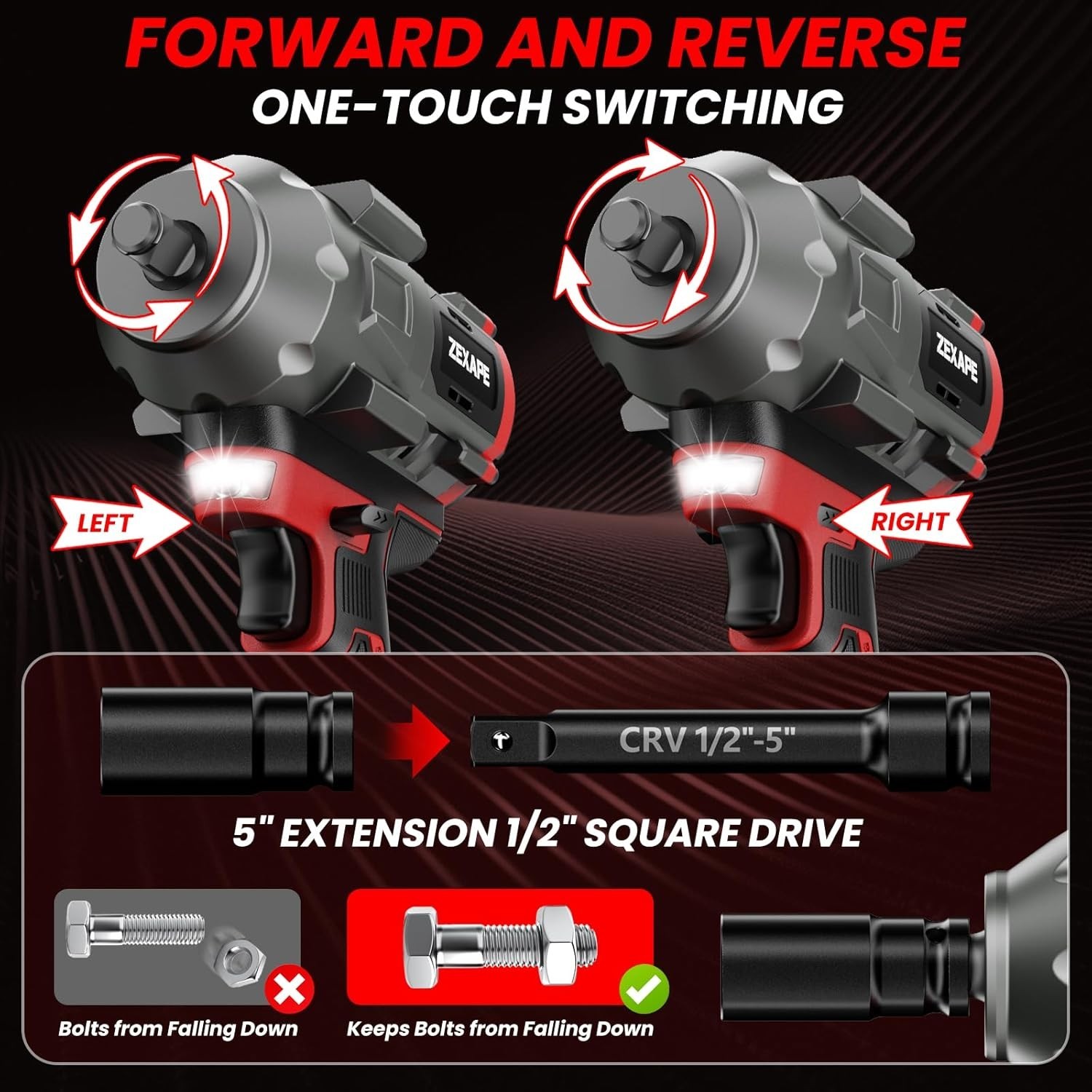 Cordless Impact Wrench 1/2 Inch for Milwaukee 18V Battery, Impact Wrench 1360N.M