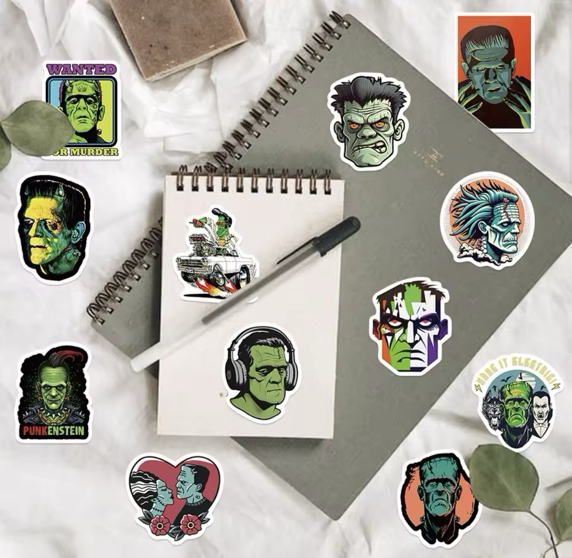 Frankenstein Style Stickers 50pk Mixed Horror Fun Frankenstein Sticker Monster