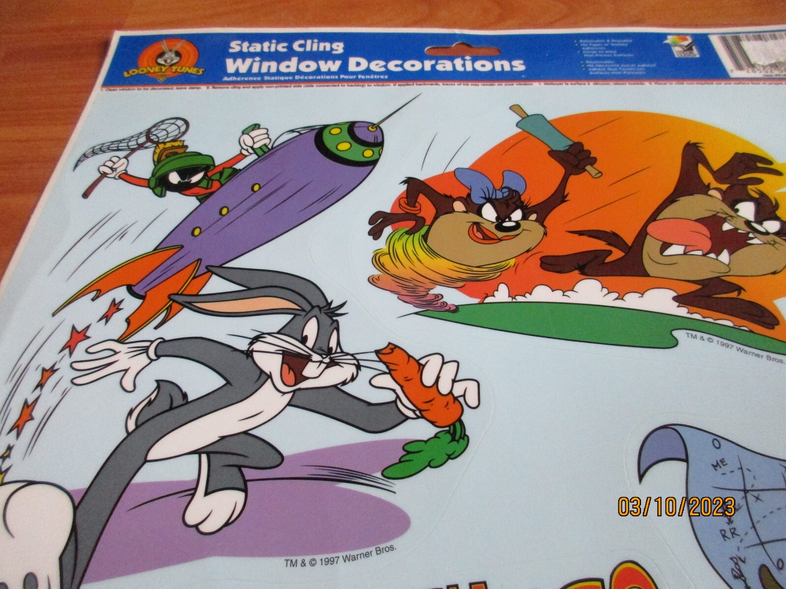 Looney Tunes Taz Bugs Color Clings 1997 Vintage 6pc Window Decoration NOS