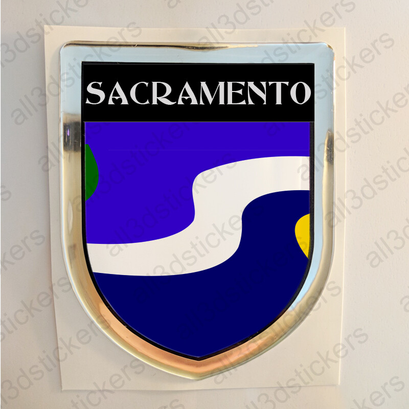 Sacramento USA Sticker Seal Resin Domed Flag United States 3D Stickers Shield