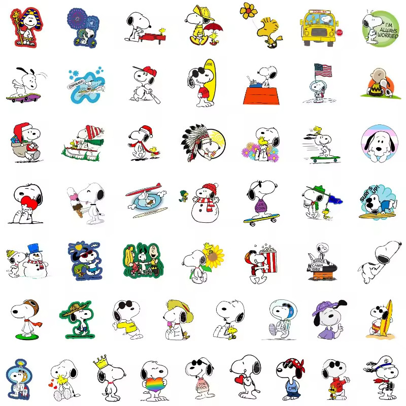 50pc SNOOPY-COWABUNGA Stickers, Great for-Phone, Car, Water Bottle, Laptop, Bike