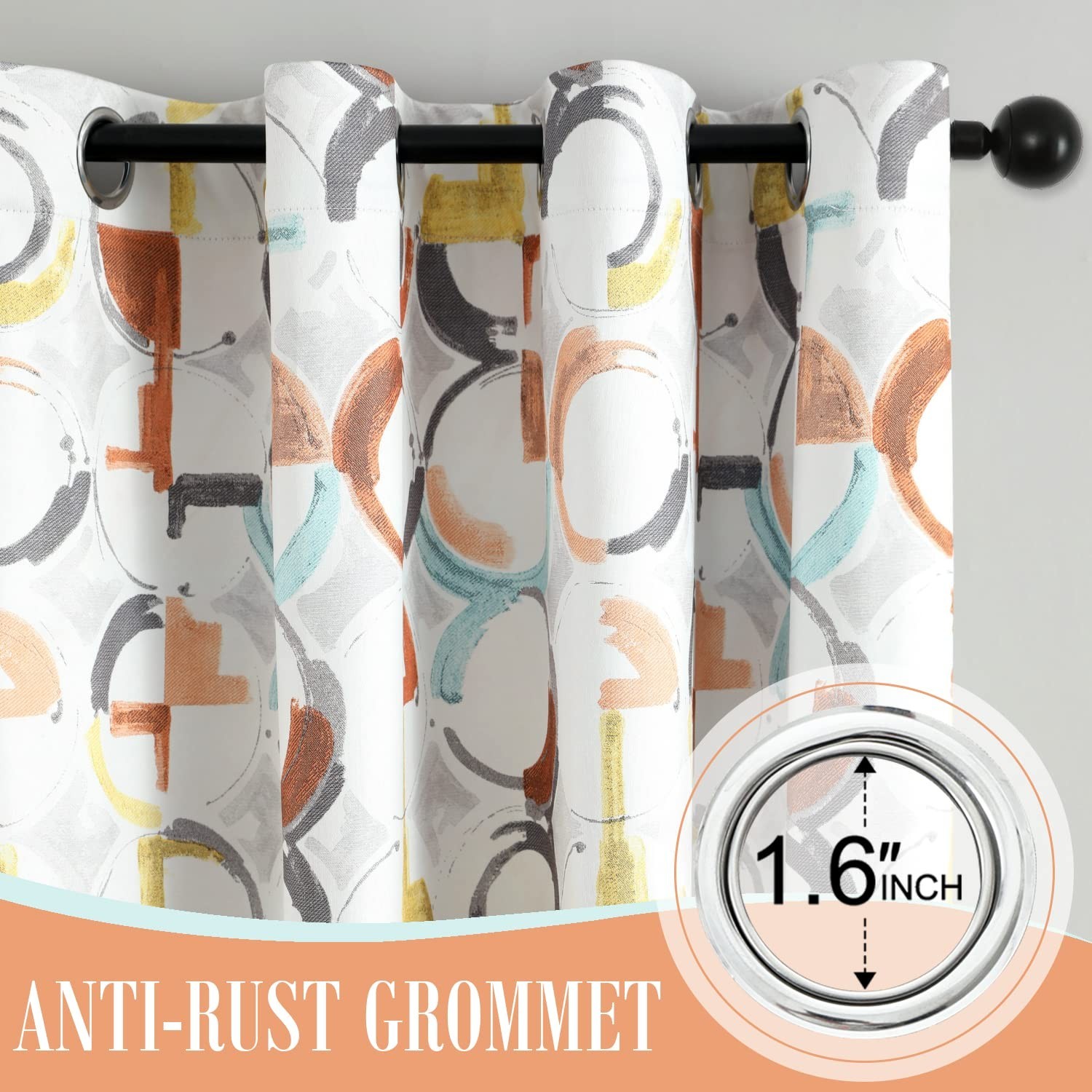 VOGOL Blackout Curtains for Nursery Kids Room 63 Inch Length, Colorful Abstra…