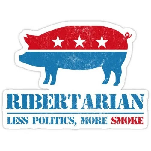 6-pack funny ribertarian less politics more smoke vinyl 3" Sticker Waterproof