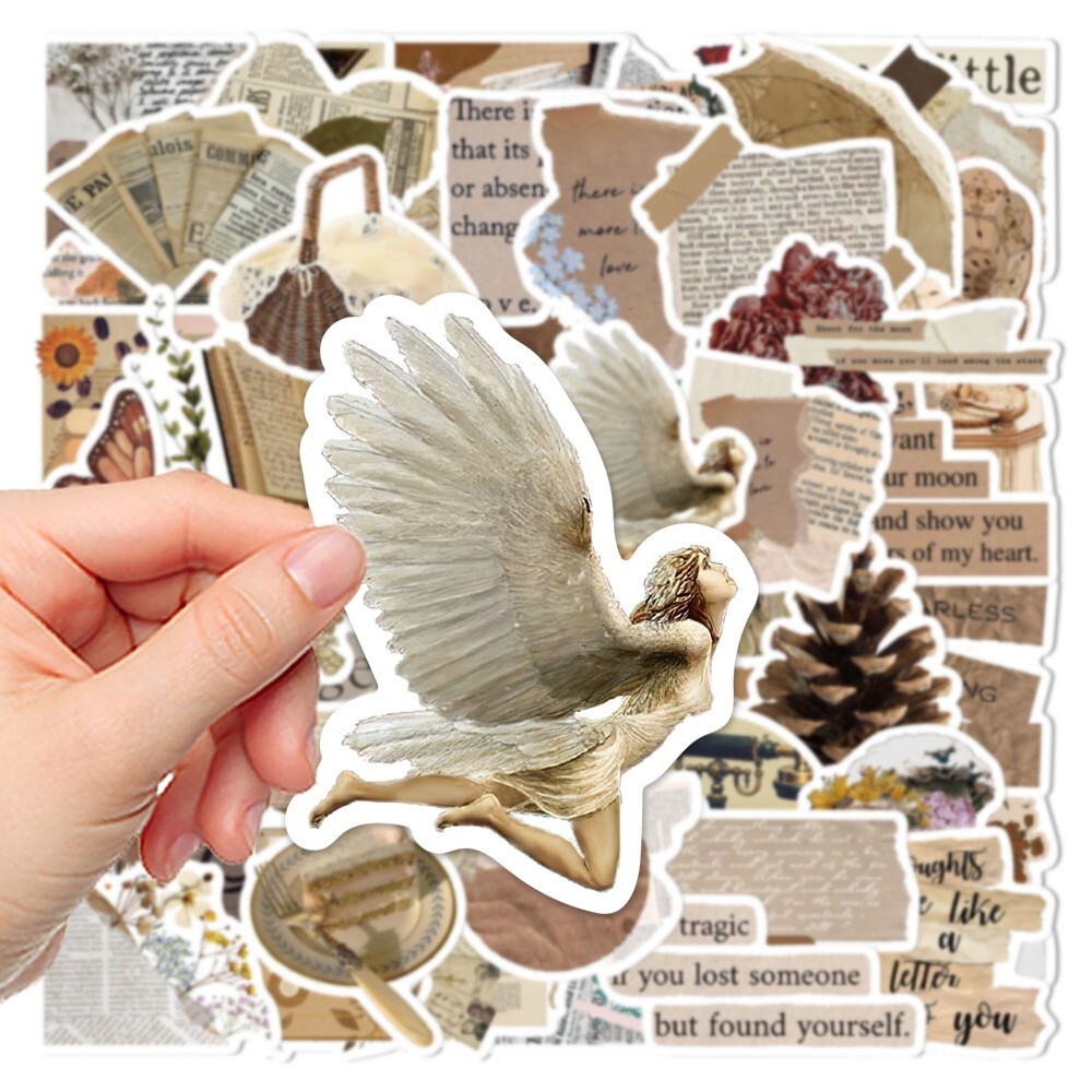 200pcs Retro Cottagecore Vintage STICKER PACK，#201206226251