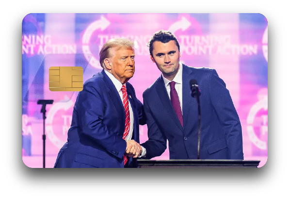 Trump & Charlie Kirk Handshake Credit Card Skin 2-Pack – Political Decal