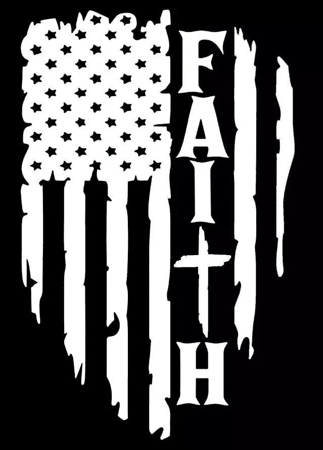 Faith Cross American Flag One 8" x 5" Vinyl Decal Car Truck Window Mirror Door