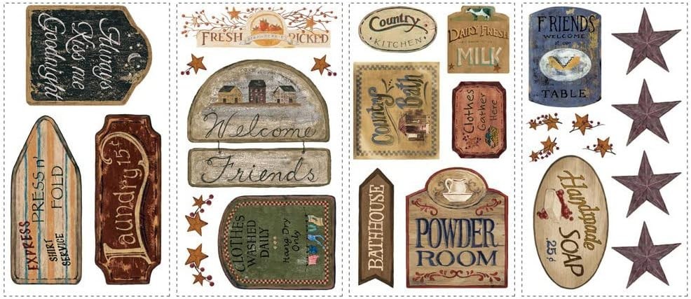 Country Farmhouse Wall Decals – Rustic Peel & Stick Laundry Room & Kitchen Signs