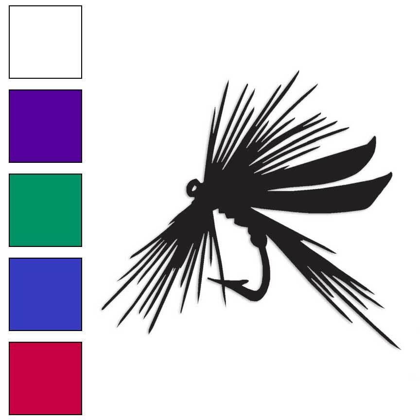 Fly Fishing Lure Hook, Vinyl Decal Sticker, Multiple Colors & Sizes #1332