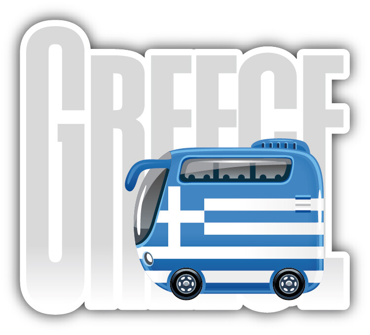 Greece Travel Bus Flag Label Car Bumper Sticker Decal