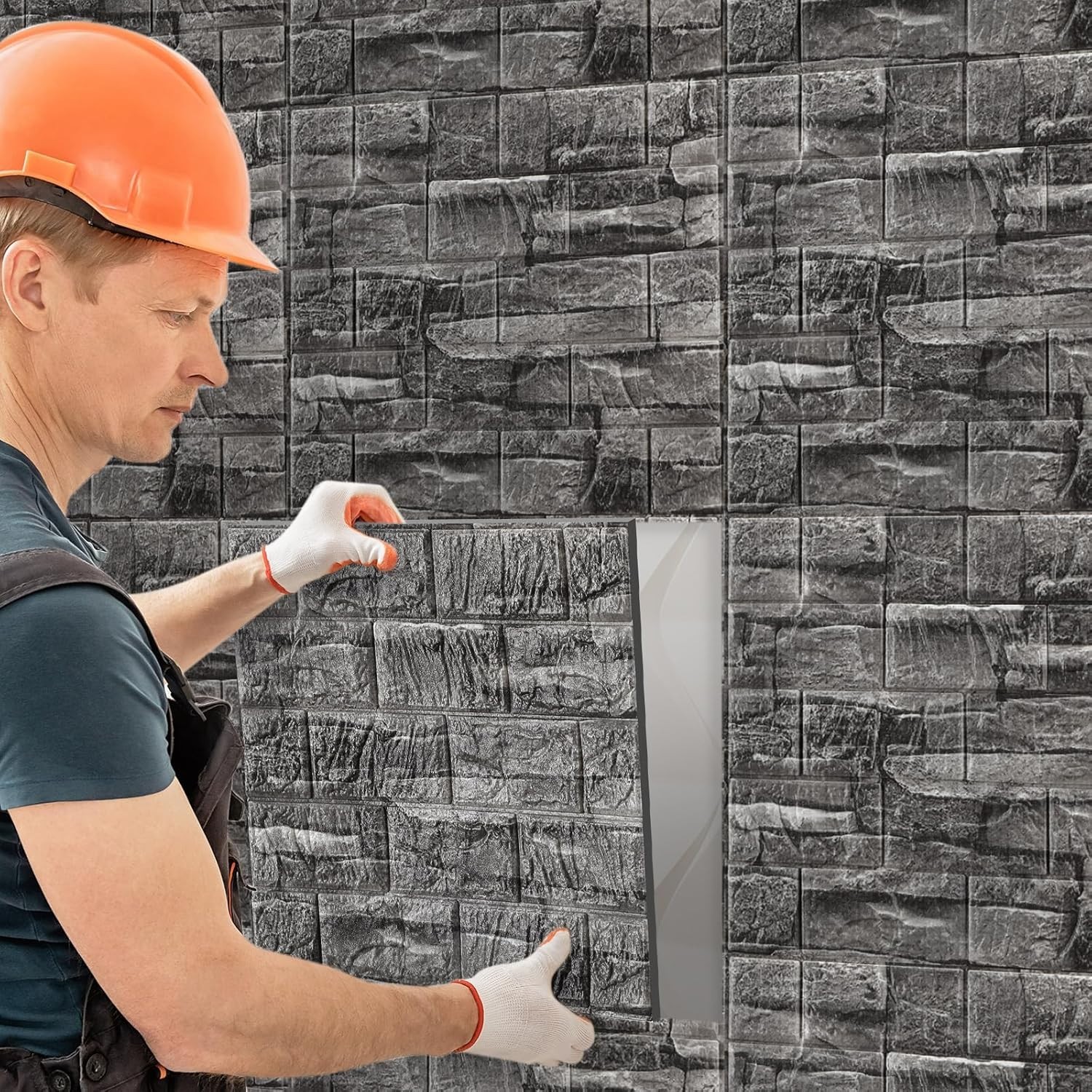 Peel Stick Brick Wallpaper 30 Panels 3D Foam Decorative Wall Tiles Black 28.8ft²