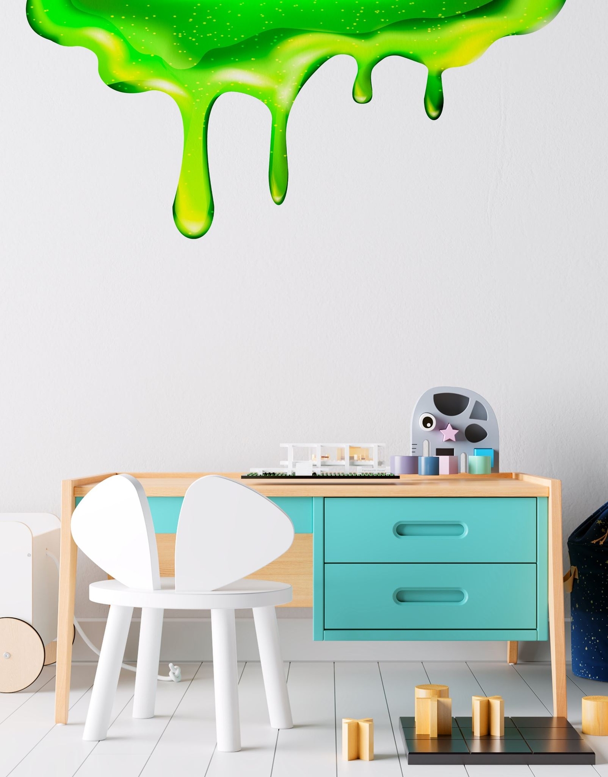 Green Slime Dripping Wall Decal Graphic. Kid’s room home decor. Birthday Slime.
