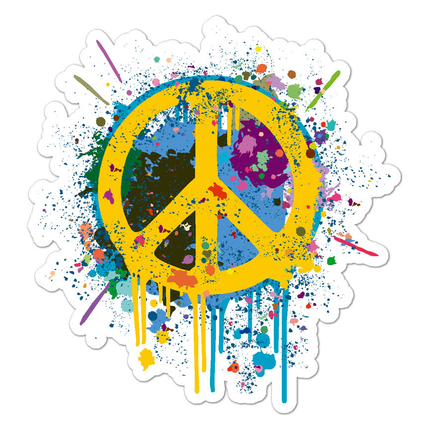Peace Sign Splatter, Vinyl Decal Sticker, Indoor Outdoor, 3 Sizes, #9195