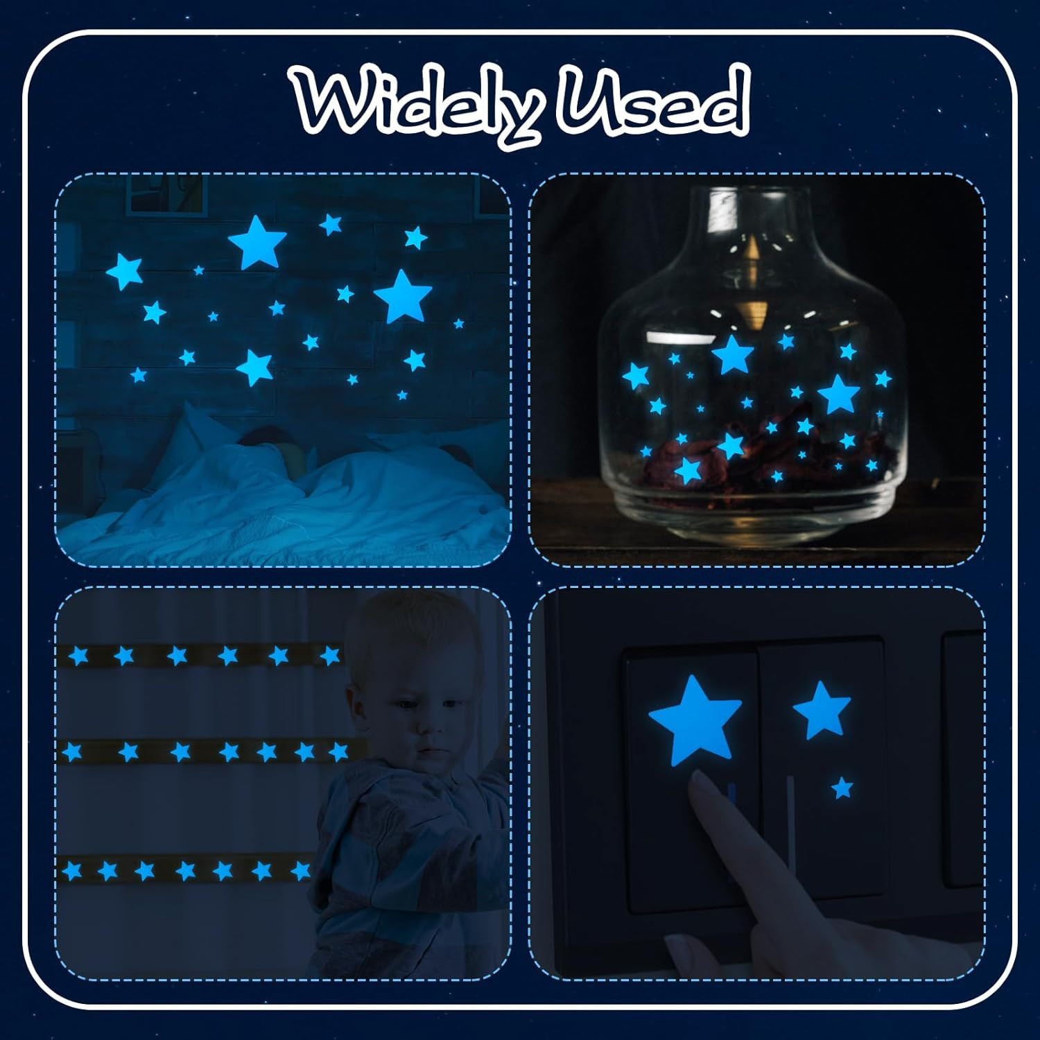 Glow in the Dark Stars Wall Stickers – 469 Pcs, Perfect for Kids' Nursery, Bedro