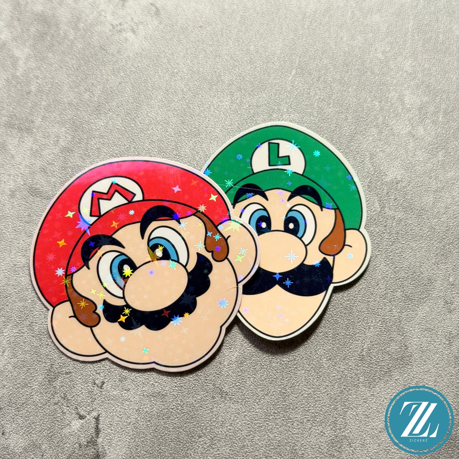 Mario and Luigi Face Sticker, Holographic Super Mario Decal