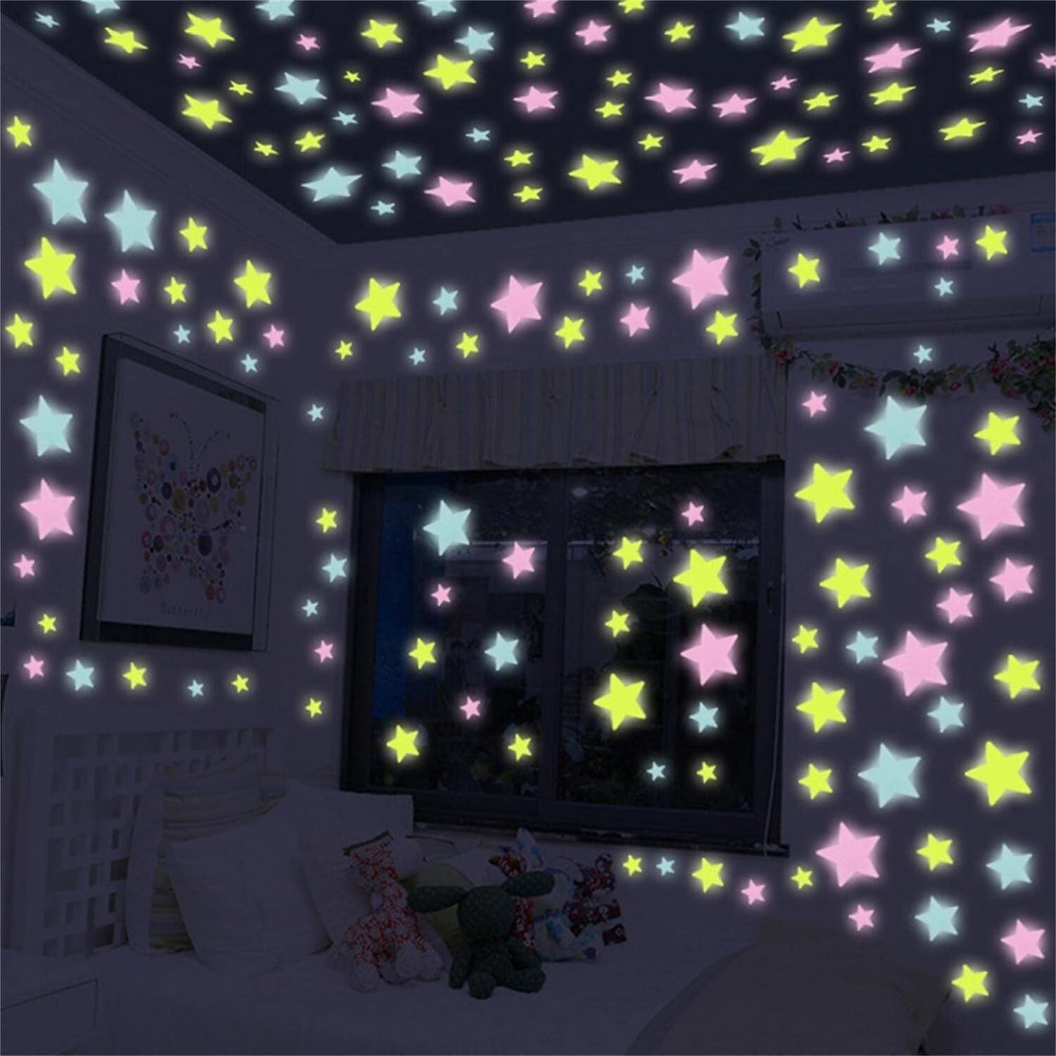 50 Pcs Multicolor Glow in The Dark Luminous Stars Fluorescent Noctilucent Pla…