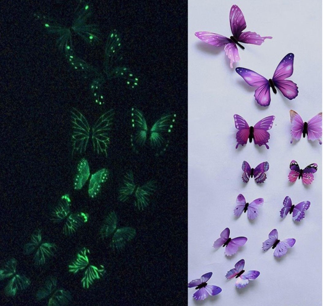 3D Stickers Three-dimensional Luminous Simulation Butterfly Luminous Sticker/PVC