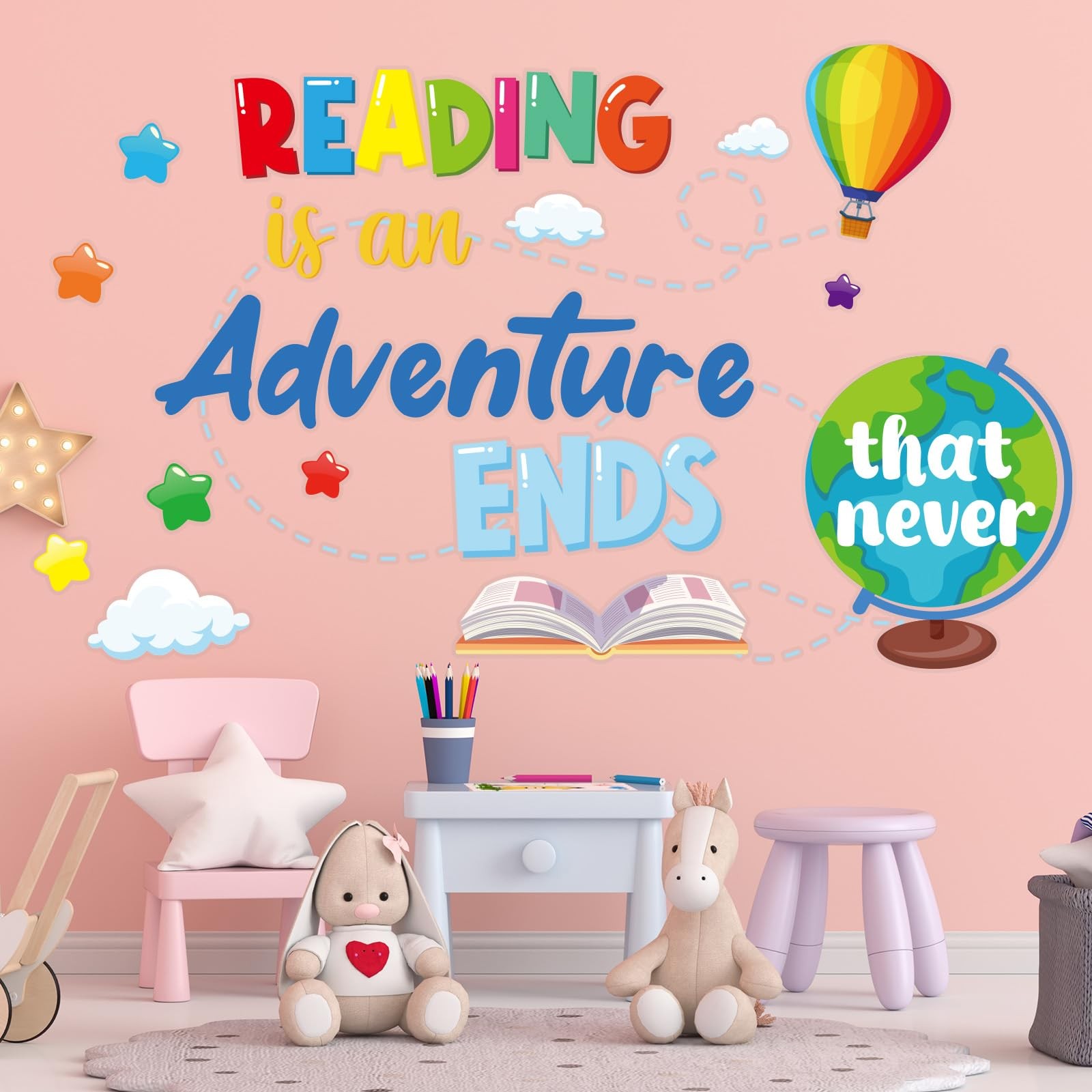 Inspirational Quotes Wall Decals, Reading Corner Wall Art Stickers Nursery Cl…