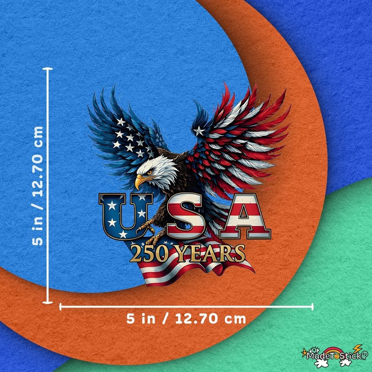 USA 250th Anniversary Patriotic Eagle Flag 2-Pack Vinyl Sticker Decal 5"x5"